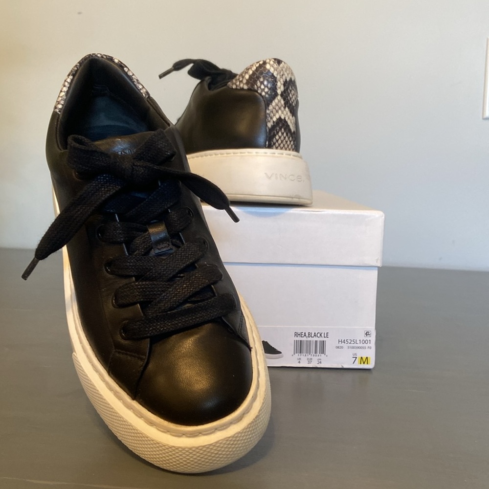 Vince Black Leather Sneakers